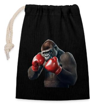 Gorilla - Verschließbarer Geschenkbeutel aus Baumwolle (14x20cm) - Schwarz - Vorne