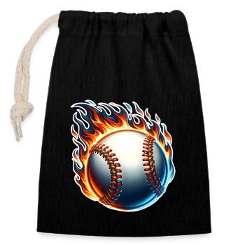 Base-ball - Sac cadeau en coton avec cordon (14 x 20 cm) - noir - Devant