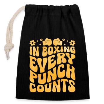 En boxe, chaque coup de poing compte, boxeur, sportif, athlète - Sac cadeau en coton avec cordon (14 x 20 cm) - noir - Devant