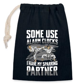 Some use alarm clocks I have mine - Closable cotton gift bag (14x20cm) - navy - Front