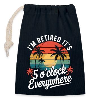I'm retired – time for drinks - Closable cotton gift bag (14x20cm) - navy - Front