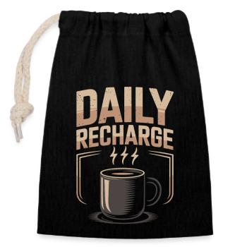 Coffee - Morning ritual with style - Closable cotton gift bag (14x20cm) - black - Front