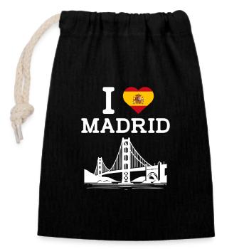 J’aime Madrid Cool Golden Gate Bridge Espagne Drapeau - Sac cadeau en coton avec cordon (14 x 20 cm) - noir - Devant