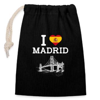 J’aime Madrid Espagne Lover Golden Gate Bridge Drapeau - Sac cadeau en coton avec cordon (14 x 20 cm) - noir - Devant