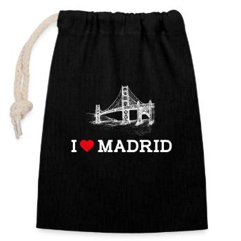 J’aime Madrid Golden Gate Espagne Lover Heart Flag - Sac cadeau en coton avec cordon (14 x 20 cm) - noir - Devant