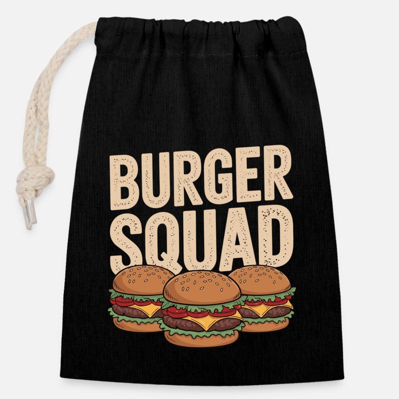 Team Cheeseburger Shirt - Verschließbarer Geschenkbeutel aus Baumwolle (14x20cm) - Schwarz