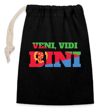 Eritrea Veni Vidi Bini Farbenfroh - Verschließbarer Geschenkbeutel aus Baumwolle (14x20cm) - Schwarz - Vorne