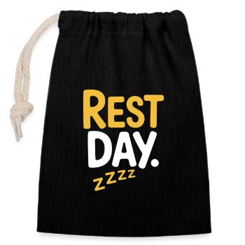 Rest Day Training Fitness Sport Chill Cheat Day - Verschließbarer Geschenkbeutel aus Baumwolle (14x20cm) - Schwarz - Vorne