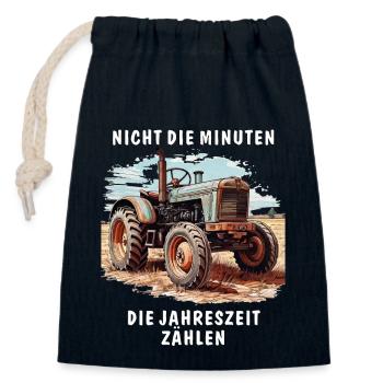 TRAKTOR NICHT DIE MINUTEN - Verschließbarer Geschenkbeutel aus Baumwolle (14x20cm) - Navy - Vorne