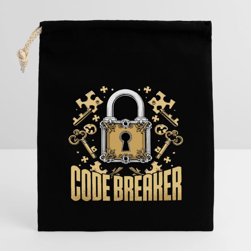 Décrypteur de code de salle d’évasion Sac cadeau en coton avec cordon (14 x 20 cm)