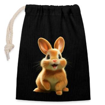 Osterhase - Verschließbarer Geschenkbeutel aus Baumwolle (14x20cm) - Schwarz - Vorne