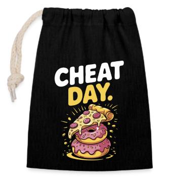 Cheat Day Fitness Genuss Pause Training Workout - Verschließbarer Geschenkbeutel aus Baumwolle (14x20cm) - Schwarz - Vorne