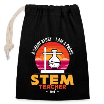 STEM Teacher A Short Story I Am A Science Teacher - Verschließbarer Geschenkbeutel aus Baumwolle (14x20cm) - Schwarz - Vorne