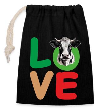 VACHE D’AMOUR - Sac cadeau en coton avec cordon (14 x 20 cm) - noir - Devant