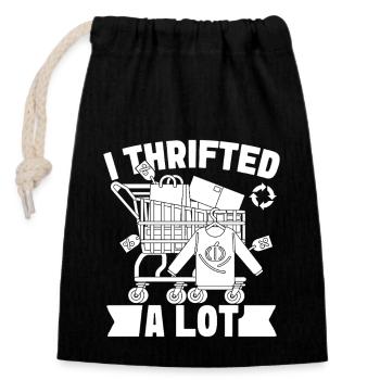 Thrift Shop I Thrifted A Lot Love Thrifting - Closable cotton gift bag (14x20cm) - black - Front