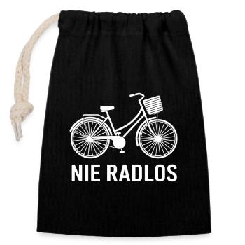 Fahrrad Radtour Outfit Spruch Nie Radlos - Verschließbarer Geschenkbeutel aus Baumwolle (14x20cm) - Schwarz - Vorne