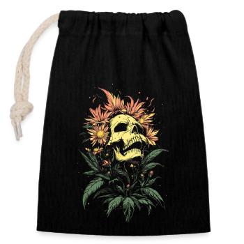 Flower Skull with Rampant Nature - Closable cotton gift bag (14x20cm) - black - Front
