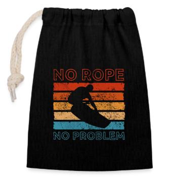 Wakeboarding - Closable cotton gift bag (14x20cm) - black - Front