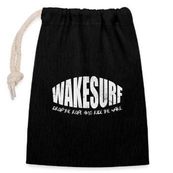 Wakeboarding - Closable cotton gift bag (14x20cm) - black - Front