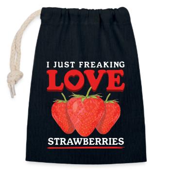 Erdbeeren Strawberry Erdbeere Geschenke - Verschließbarer Geschenkbeutel aus Baumwolle (14x20cm) - Navy - Vorne