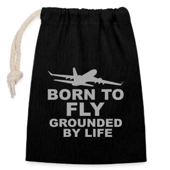 Born to fly - Closable cotton gift bag (14x20cm) - black - Front