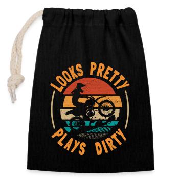 Motocross: Looks pretty Rides dirty - Closable cotton gift bag (14x20cm) - black - Front