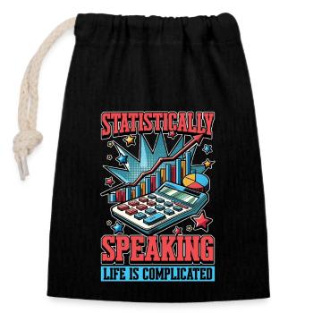 Statistiquement parlant, Data Scientist, Statisticien - Sac cadeau en coton avec cordon (14 x 20 cm) - noir - Devant
