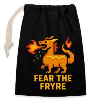 Fear the Fryre Corn Dog Dragon Pixel - Closable cotton gift bag (14x20cm) - black - Front