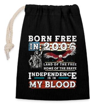 Born Free in 2006 - 19 Years of American Pride - Closable cotton gift bag (14x20cm) - black - Front
