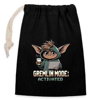 Gremlin Mode Enabled – Fun Gremlin Theme - Closable cotton gift bag (14x20cm) - black - Front
