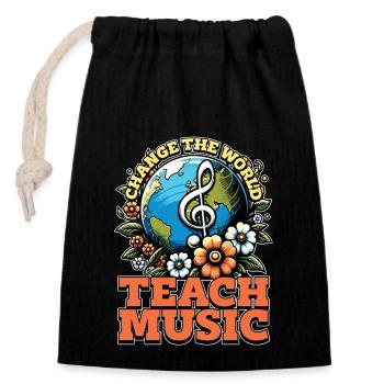 Professeur de musique Changer le monde Musique classique - Sac cadeau en coton avec cordon (14 x 20 cm) - noir - Devant