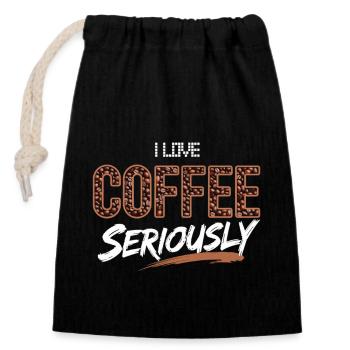 I Love Coffee Shirt - Verschließbarer Geschenkbeutel aus Baumwolle (14x20cm) - Schwarz - Vorne
