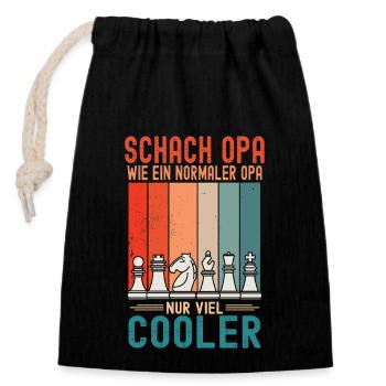 Schach Opa Cooler Wie Ein Normaler Opa Schachmatt - Verschließbarer Geschenkbeutel aus Baumwolle (14x20cm) - Schwarz - Vorne