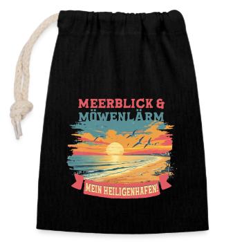 Heiligenhafen sea view & seagull noise - Closable cotton gift bag (14x20cm) - black - Front