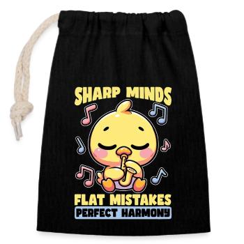 Music Teacher Sharp Minds Flat Mistakes Educator - Verschließbarer Geschenkbeutel aus Baumwolle (14x20cm) - Schwarz - Vorne