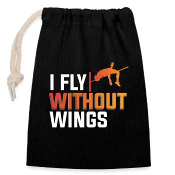 Saut en hauteur Sauteur en hauteur Je vole sans ailes - Sac cadeau en coton avec cordon (14 x 20 cm) - noir - Devant