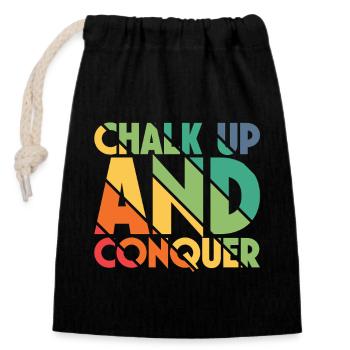 Boulderer Chalk Up Und Conquer Bouldering - Verschließbarer Geschenkbeutel aus Baumwolle (14x20cm) - Schwarz - Vorne