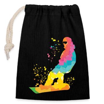 Snowboarder Snowboarding Snowboard - Verschließbarer Geschenkbeutel aus Baumwolle (14x20cm) - Schwarz - Vorne
