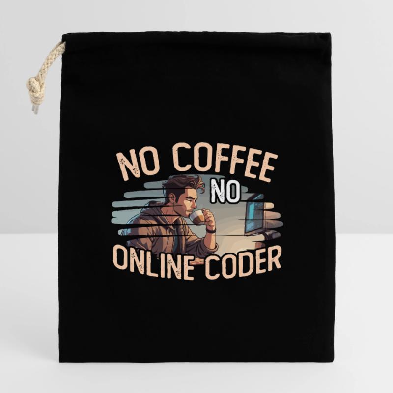 Online Coder No Coffee No Programming Coffee Lover Verschließbarer Geschenkbeutel aus Baumwolle (14x20cm)