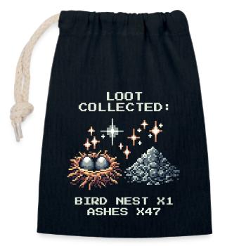 Ramonage butin Nid d’oiseau Cendre Pixel Art - Sac cadeau en coton avec cordon (14 x 20 cm) - bleu marine - Devant