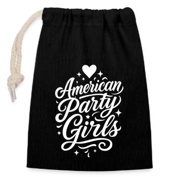 Amerikanische Party Girls Motto USA - Verschließbarer Geschenkbeutel aus Baumwolle (14x20cm) - Schwarz - Vorne