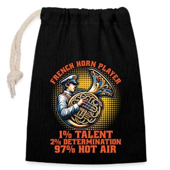 French Horn Player 1% Talent 2% Loves Brass Band - Closable cotton gift bag (14x20cm) - black - Front