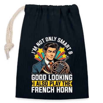 Cor français Je ne suis pas seulement un musicien de brass band intelligent - Sac cadeau en coton avec cordon (14 x 20 cm) - bleu marine - Devant