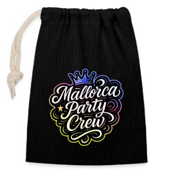 Mallorca Party Crew Krone - Verschließbarer Geschenkbeutel aus Baumwolle (14x20cm) - Schwarz - Vorne