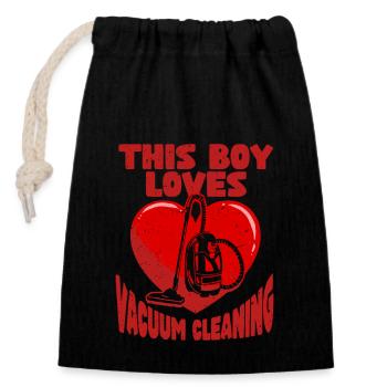 Aspirateur Femme de ménage - Sac cadeau en coton avec cordon (14 x 20 cm) - noir - Devant