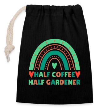 Kaffee Gärtner Spruch Design - Verschließbarer Geschenkbeutel aus Baumwolle (14x20cm) - Schwarz - Vorne