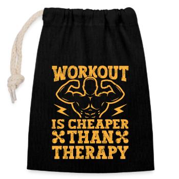 Fitness Motivation Bodybuilder Cheaper Than Therap - Verschließbarer Geschenkbeutel aus Baumwolle (14x20cm) - Schwarz - Vorne