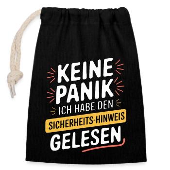SÉCURITÉ - Sac cadeau en coton avec cordon (14 x 20 cm) - noir - Devant