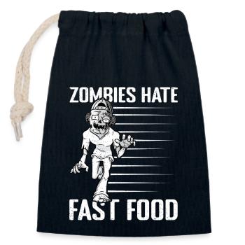 Marathon Runner Zombies Hate Fast Food Running - Closable cotton gift bag (14x20cm) - navy - Front