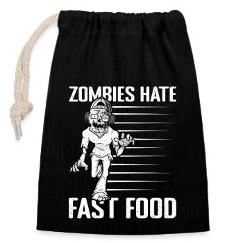 Marathon Runner Zombies Hate Fast Food Running - Verschließbarer Geschenkbeutel aus Baumwolle (14x20cm) - Schwarz - Vorne